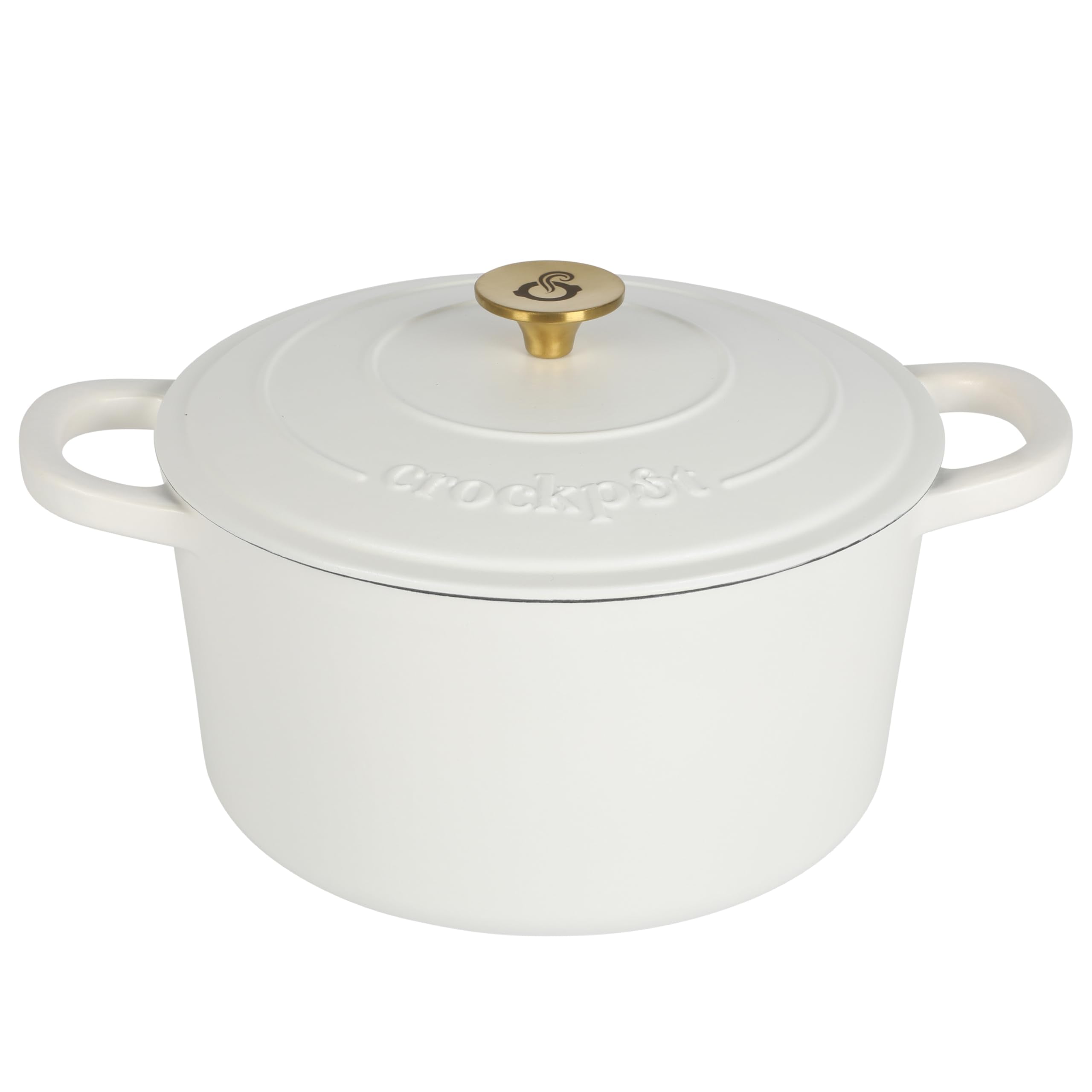 Crock-Pot Artisan 7-Quart Round Enameled Cast Iron Dutch Oven – Slate Gray, Heavy-Duty Cookware for Slow Cooking, Baking, Roasting with Lid