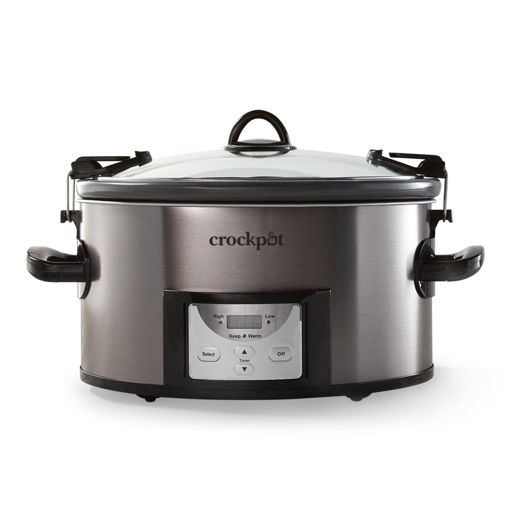 Crockpot® Programmable 7-Quart Cook and Carry Slow Cooker, Grey | Touch Control, 4 Pre Programmed Settings, Removable Stoneware, and Locking Lid