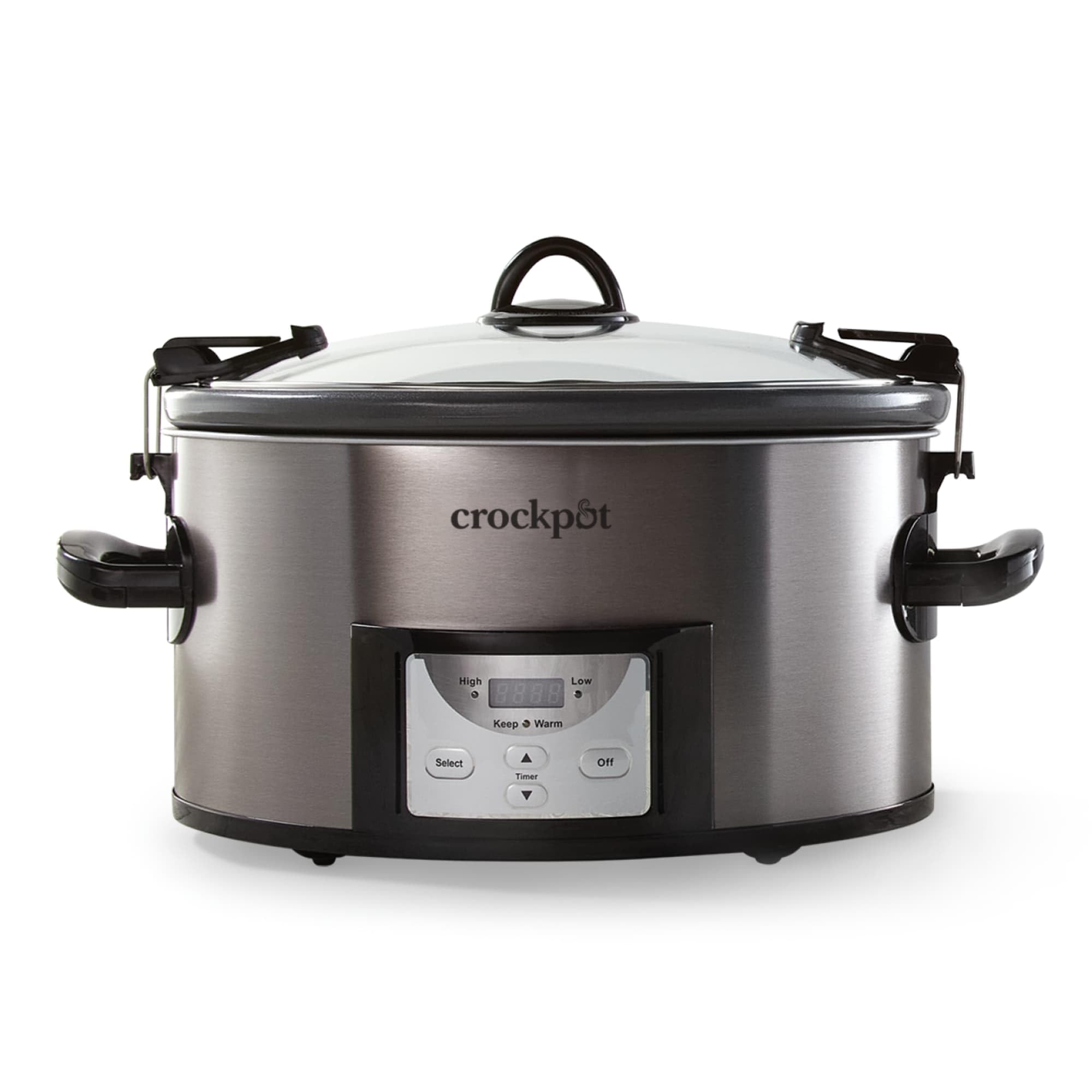 Crockpot® Programmable 7-Quart Cook and Carry Slow Cooker, Grey | Touch Control, 4 Pre Programmed Settings, Removable Stoneware, and Locking Lid
