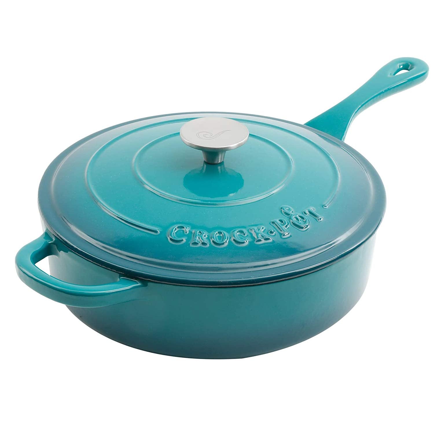 Crock Pot Artisan 3.5 Quart Enameled Cast Iron Deep Sauté Pan, Scarlet Red