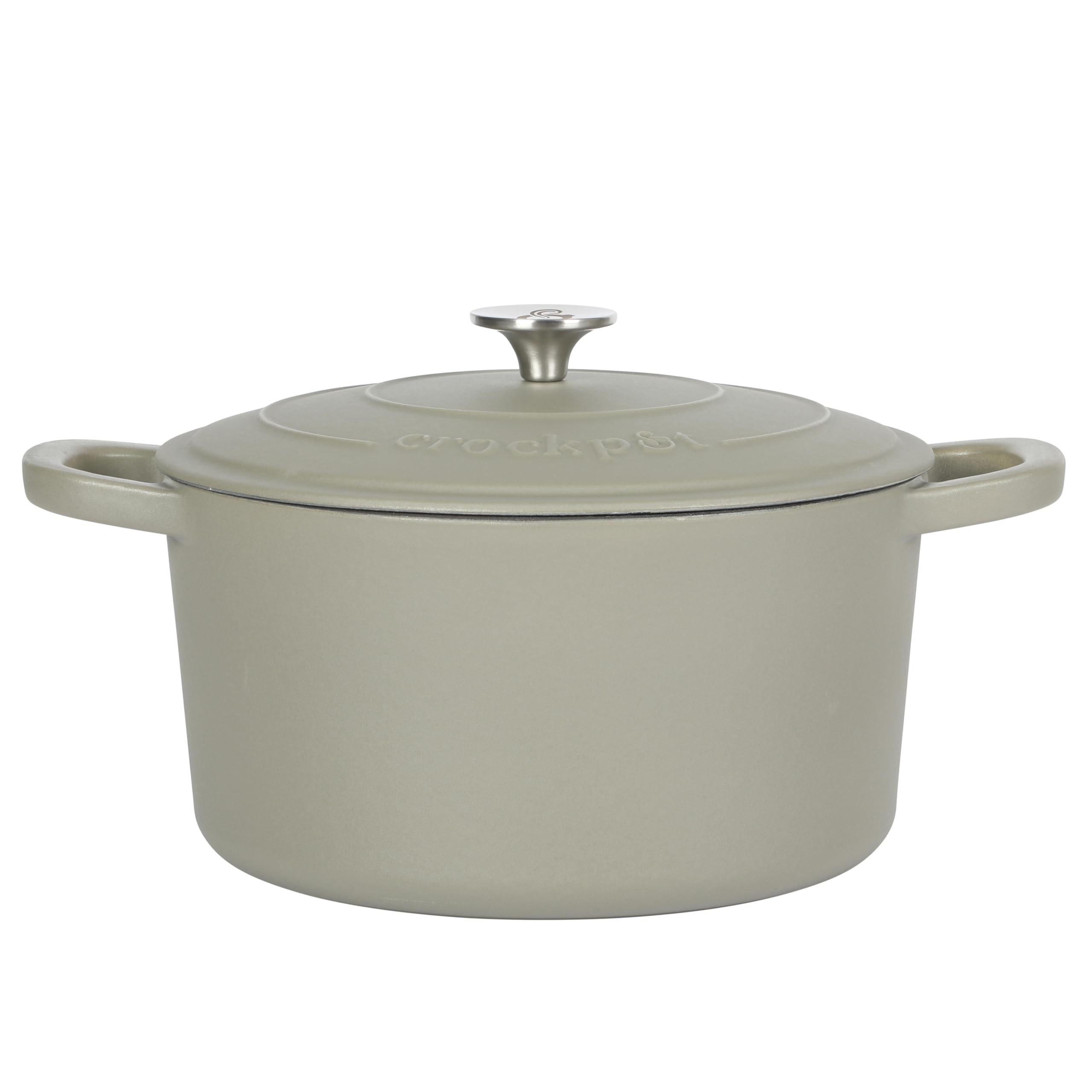 Crock-Pot Artisan 7-Quart Round Enameled Cast Iron Dutch Oven – Slate Gray, Heavy-Duty Cookware for Slow Cooking, Baking, Roasting with Lid