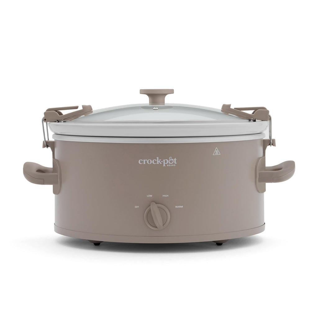 Crock-Pot Cook N Carry Oval Manual Portable Slow Cooker, Silver, 6-Quart | Travel-Proof Locking Lid, Serves 7+, High/Low/Warm Settings, Removable Dishwasher-Safe Stoneware, for Potlucks & Tailgating