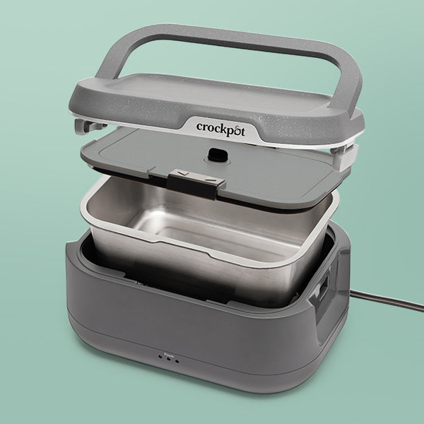 Crock-Pot 28-Ounce Mini Electric Heated Lunch Box, Portable Food Warmer, Perfect for Travel, Car, On-the-Go, Keeps Food Warm, Spill-Free, Dishwasher-Safe, Ideal Gift for Men and Women, Gray