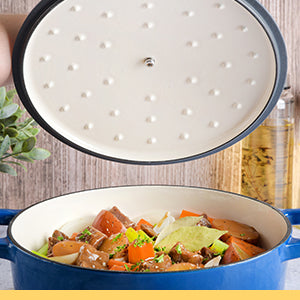 Crock-Pot Artisan 7-Quart Round Enameled Cast Iron Dutch Oven – Slate Gray, Heavy-Duty Cookware for Slow Cooking, Baking, Roasting with Lid