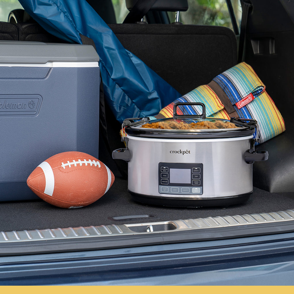 Crock-Pot 7-Quart Slow Cooker, Portable Programmable with Timer, Locking Lid, Stainless Steel; an Essential Kitchen Appliance, Perfect for Families and Gatherings