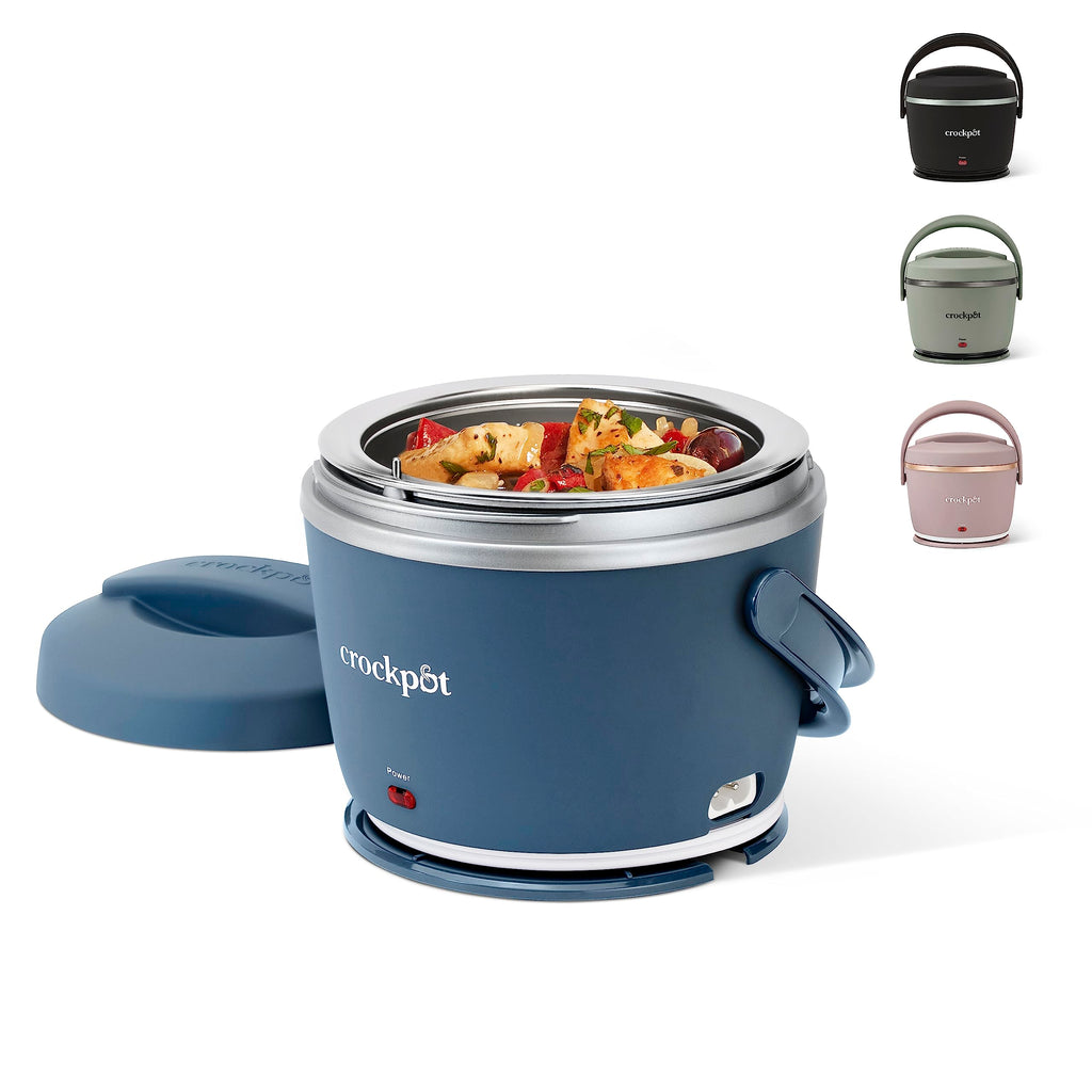Crock-Pot 20-Ounce Electric Lunch Box Portable Food Warmer Faded Blue Perfect for Travel Car On-the-Go Keeps Food Warm Spill-Free Dishwasher-Safe (Pack of 4)
