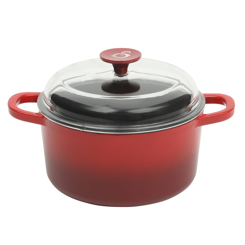 Crock-Pot Artisan 7-Quart Round Enameled Cast Iron Dutch Oven – Slate Gray, Heavy-Duty Cookware for Slow Cooking, Baking, Roasting with Lid