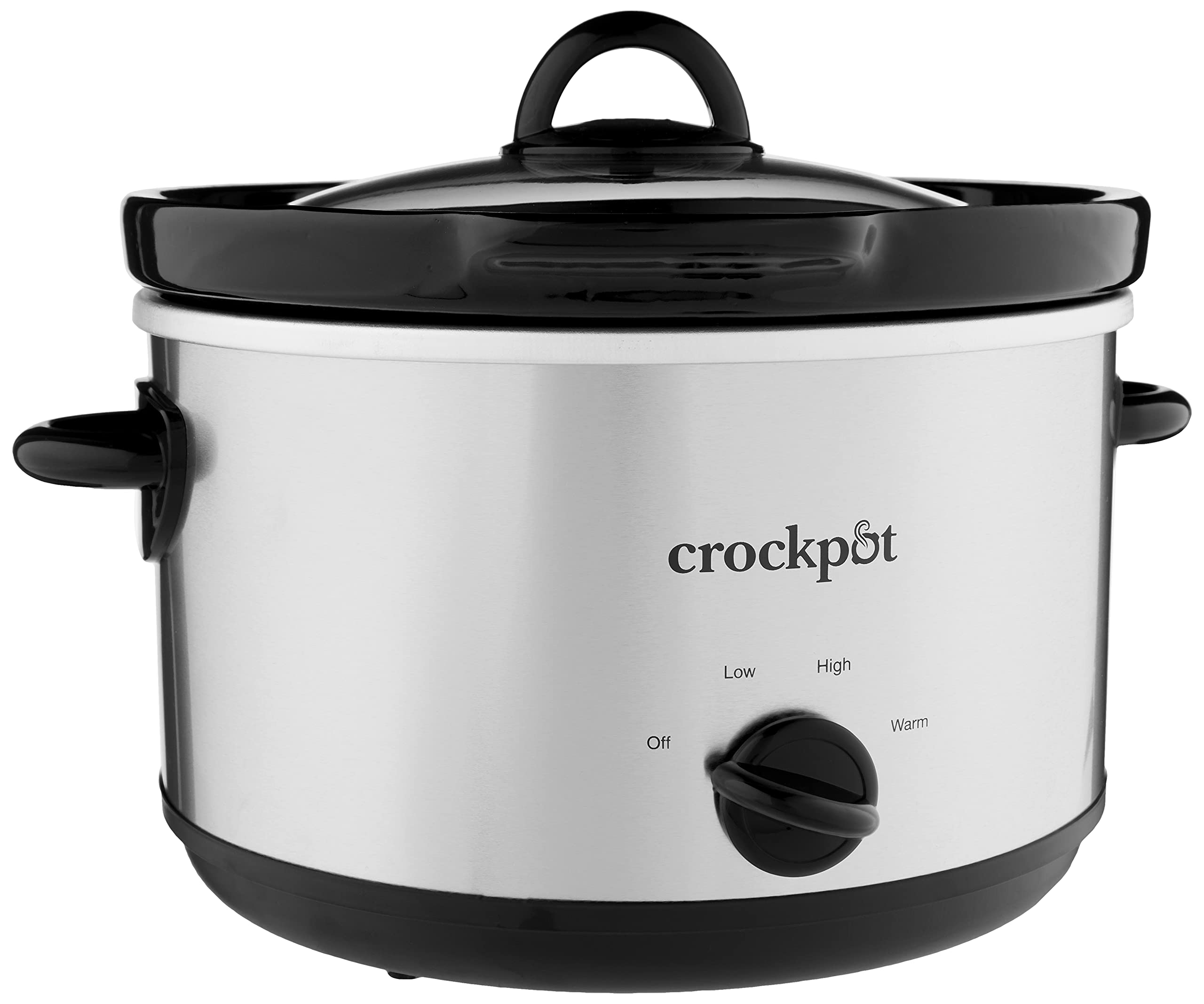 Crock-Pot 3-Quart Manual Slow Cooker, Serves 3+ People, Great for Small Meals, Dips, & Sides; Removable Stoneware is Oven & Dishwasher-Safe, Stainless Steel