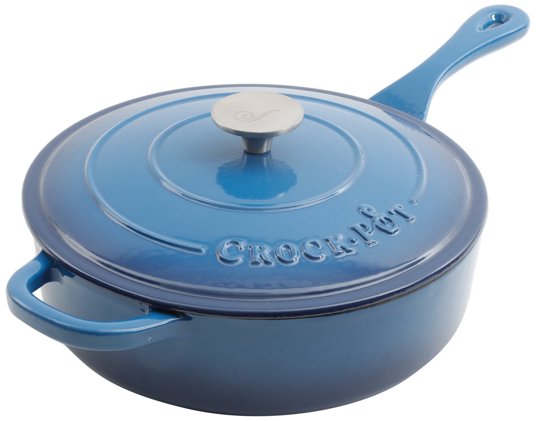 Crock Pot Artisan 3.5 Quart Enameled Cast Iron Deep Sauté Pan, Scarlet Red