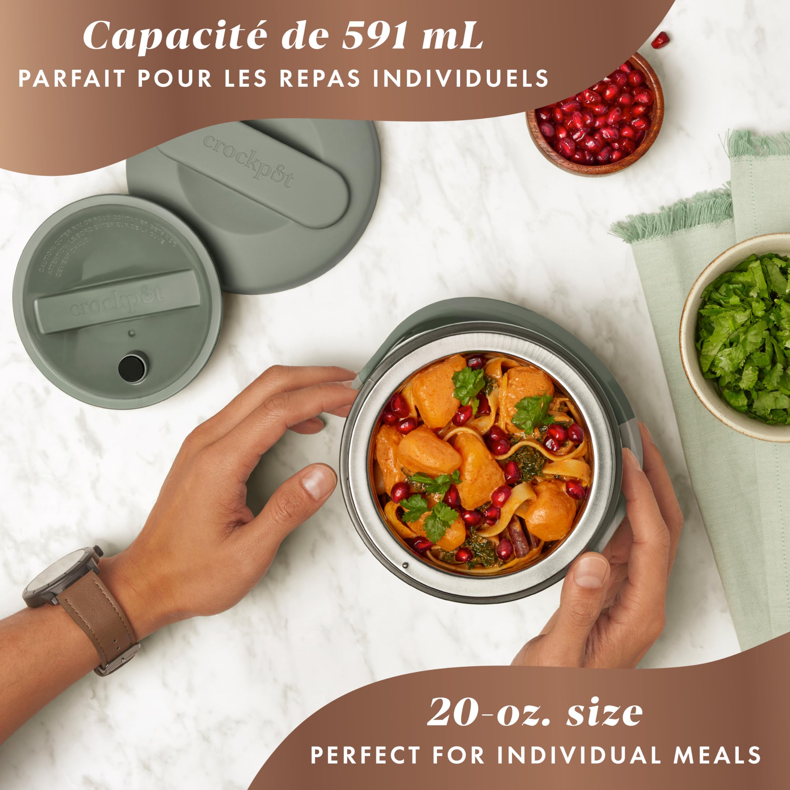 Crock-Pot Crock Pot Lunch Warmer, Green, Stainless Steel, Easy Carry Handle, One Size
