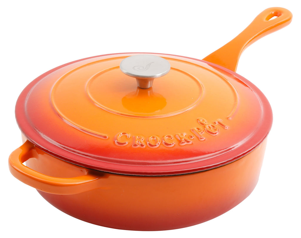 Crock Pot Artisan 3.5 Quart Enameled Cast Iron Deep Sauté Pan, Scarlet Red