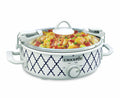 Crock-Pot Small 2.5 Quart Casserole Slow Cooker in White/Blue, Enjoy Eye-Catching Quick Meals, Durable and Compact
