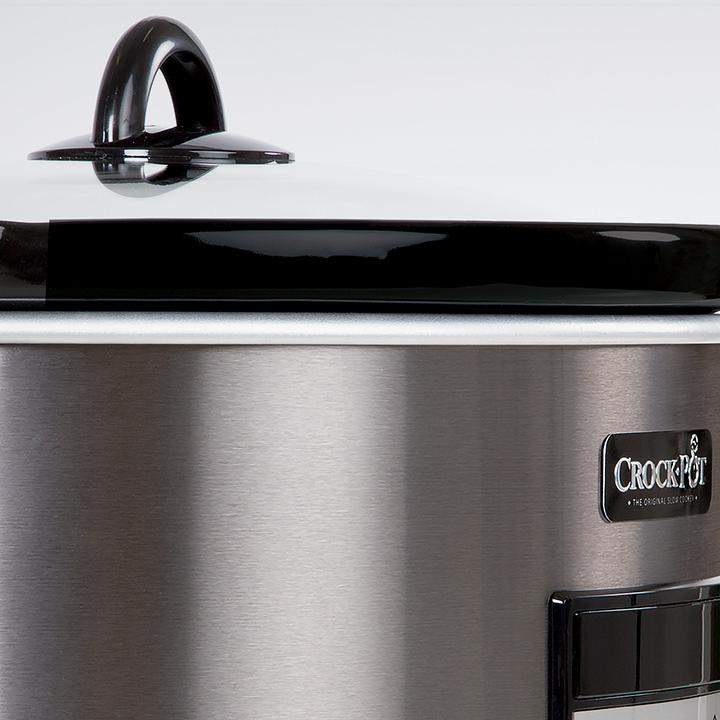 Crock-Pot Large 8-Quart Programmable Slow Cooker with Auto Warm Setting Black Stainless Steel