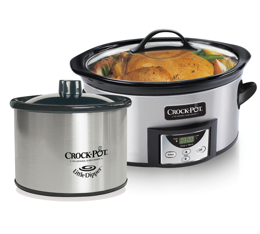 Crock-Pot 6-Quart Countdown Programmable Oval Slow Cooker with Dipper, Stainless Steel, SCCPVC605-S