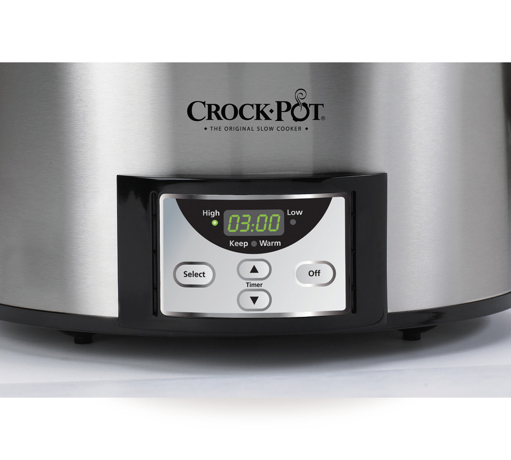 Crock-Pot 6-Quart Countdown Programmable Oval Slow Cooker with Dipper, Stainless Steel, SCCPVC605-S