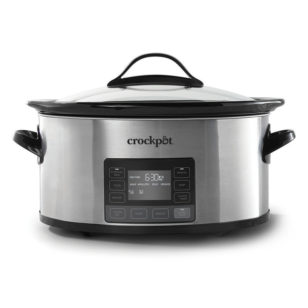 Crock-Pot 7-Quart Slow Cooker, Portable Programmable with Timer, Locking Lid, Stainless Steel; an Essential Kitchen Appliance, Perfect for Families and Gatherings