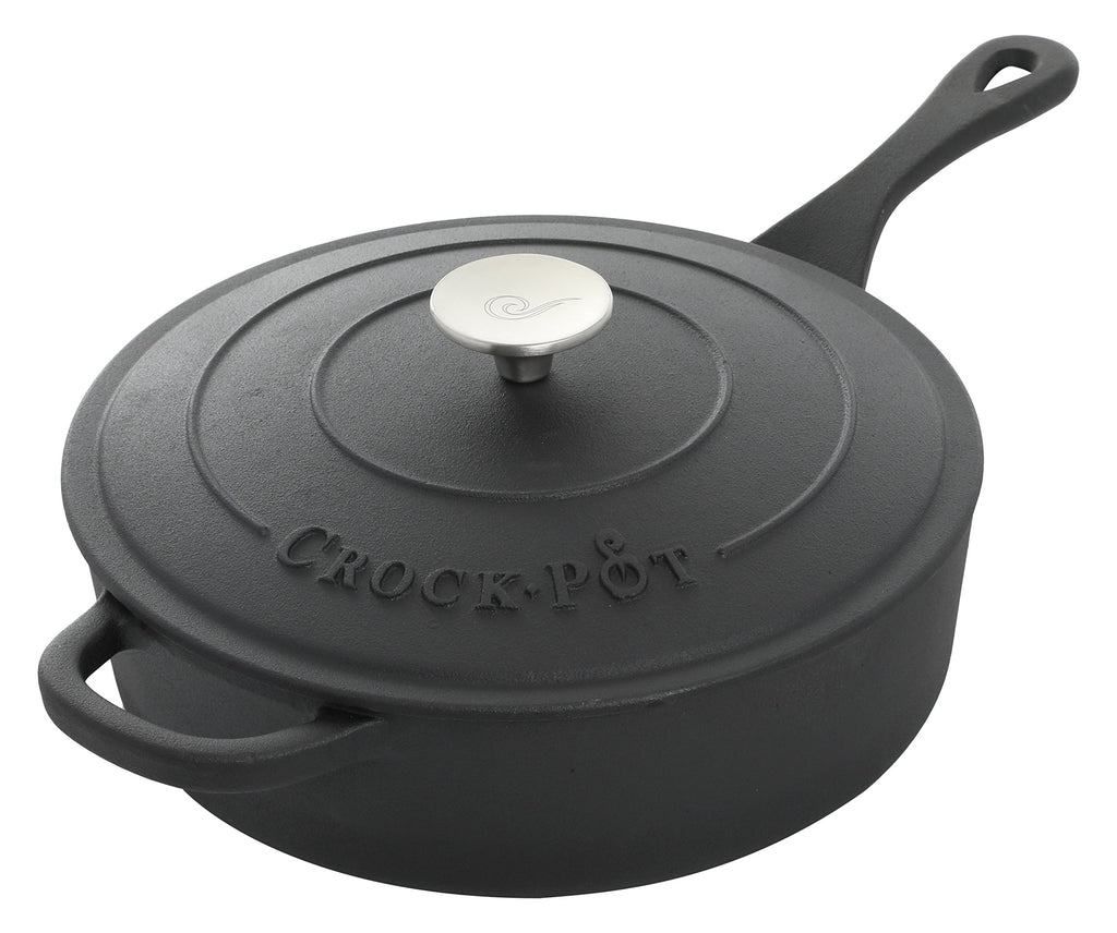 Crock Pot Artisan 3.5 Quart Enameled Cast Iron Deep Sauté Pan, Scarlet Red