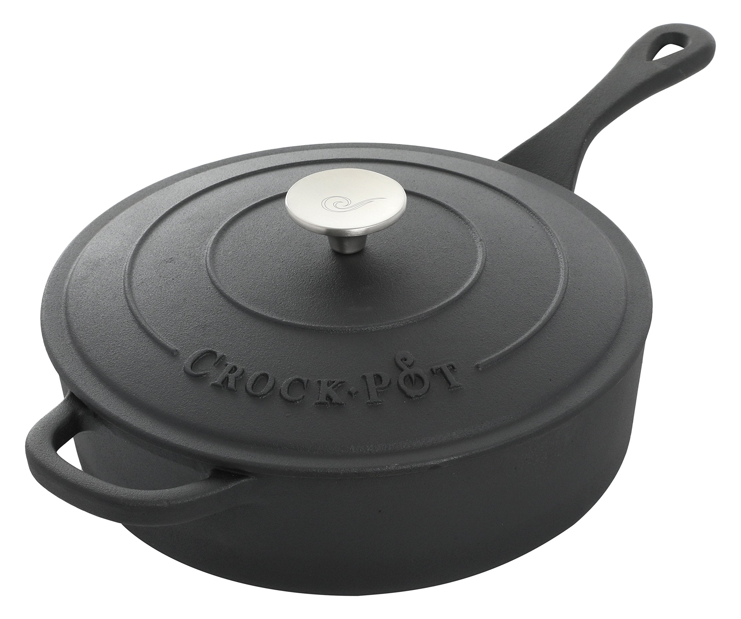 Crock Pot Artisan 3.5 Quart Enameled Cast Iron Deep Sauté Pan, Scarlet Red
