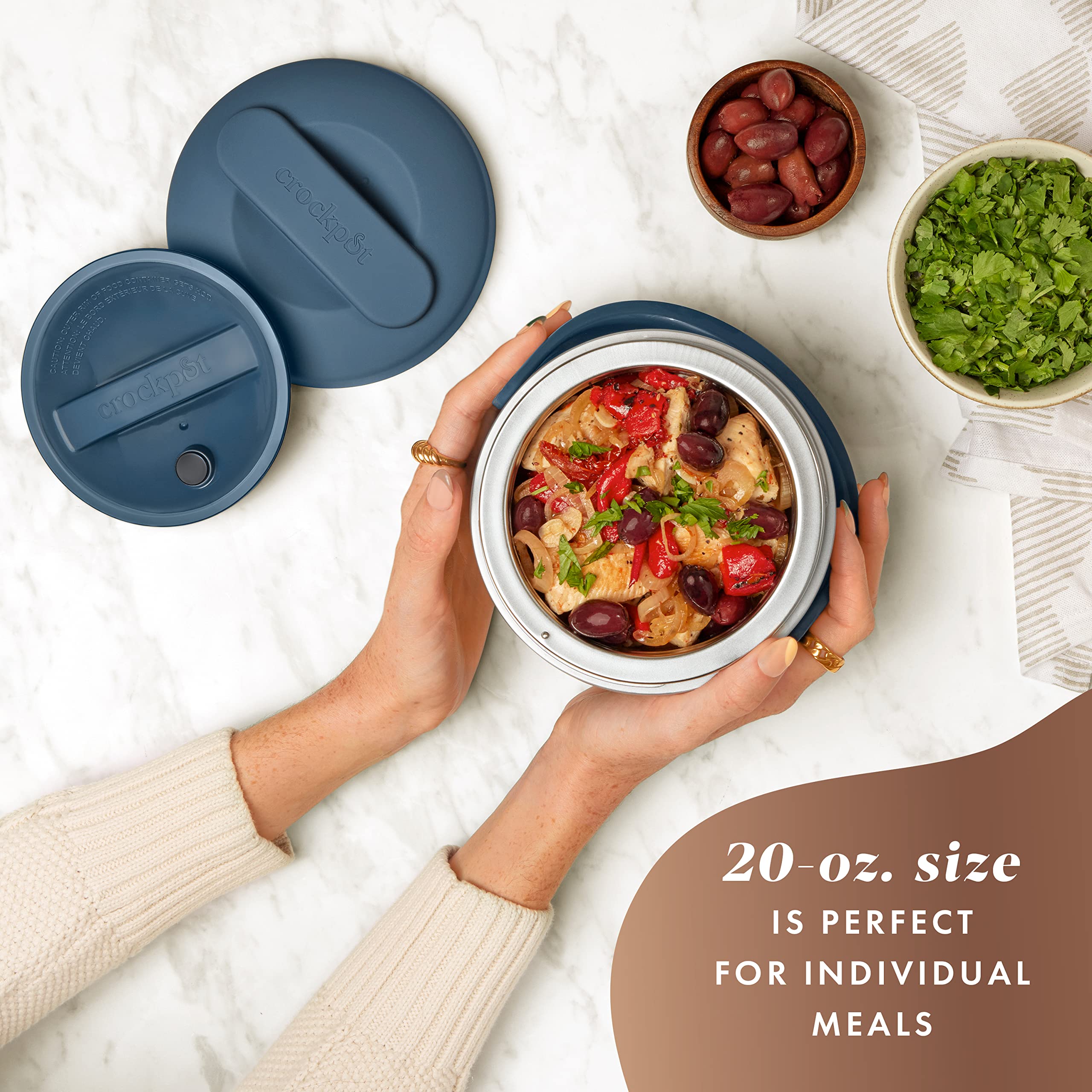 Crock-Pot 20-Ounce Electric Lunch Box Portable Food Warmer Faded Blue Perfect for Travel Car On-the-Go Keeps Food Warm Spill-Free Dishwasher-Safe (Pack of 4)