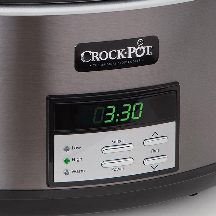 Crock-Pot Large 8-Quart Programmable Slow Cooker with Auto Warm Setting Black Stainless Steel
