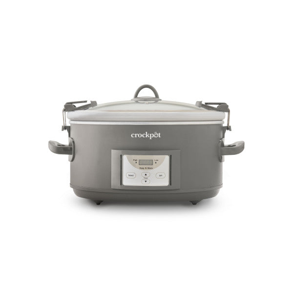 Crockpot® Programmable 7-Quart Cook and Carry Slow Cooker, Grey | Touch Control, 4 Pre Programmed Settings, Removable Stoneware, and Locking Lid
