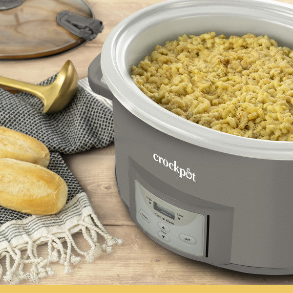 Crockpot® Programmable 7-Quart Cook and Carry Slow Cooker, Grey | Touch Control, 4 Pre Programmed Settings, Removable Stoneware, and Locking Lid