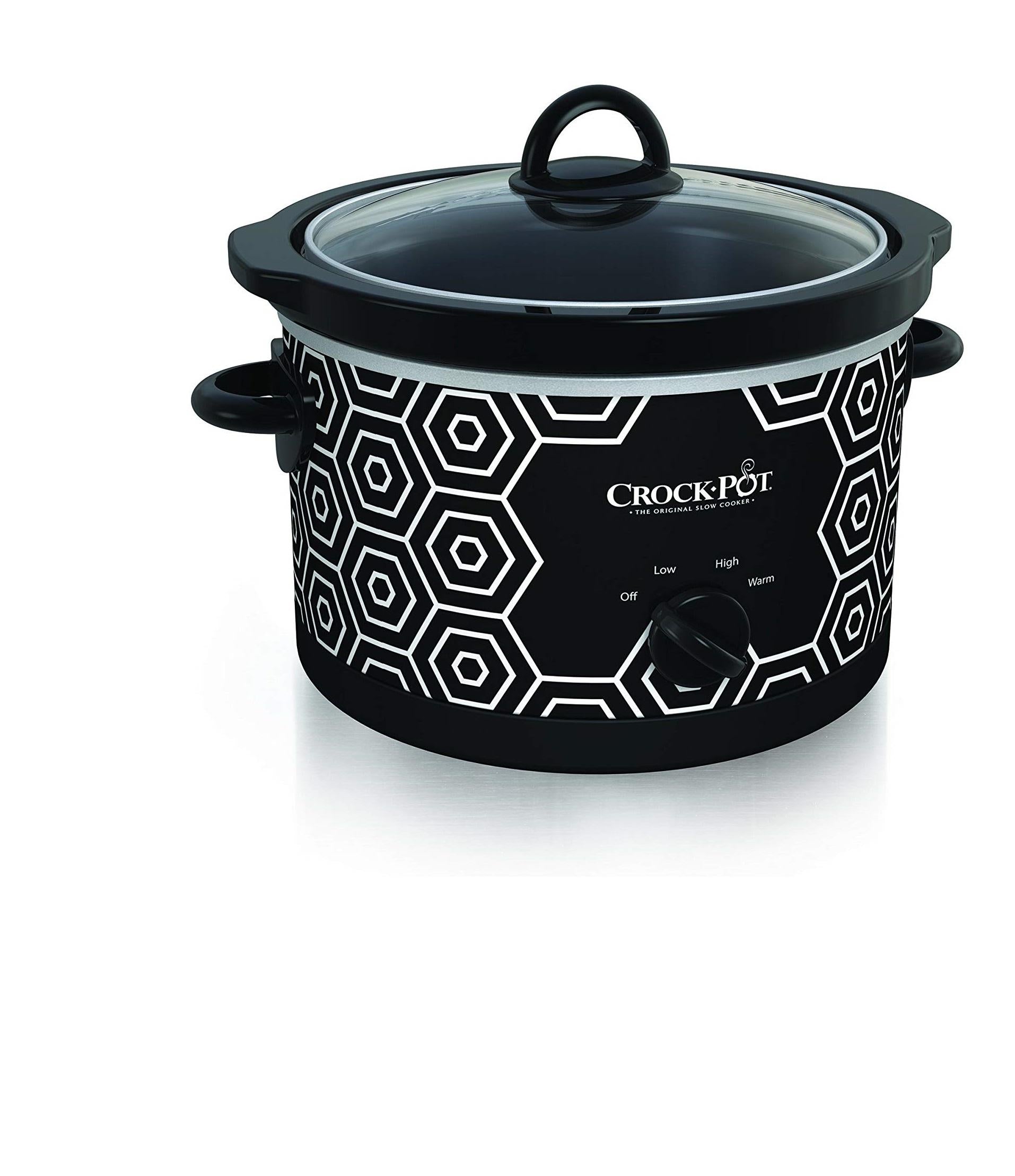 Crock-Pot 4.5 Quart Round Portable Slow Cooker and Food Warmer, Black & White Pattern (SCR450-HX)